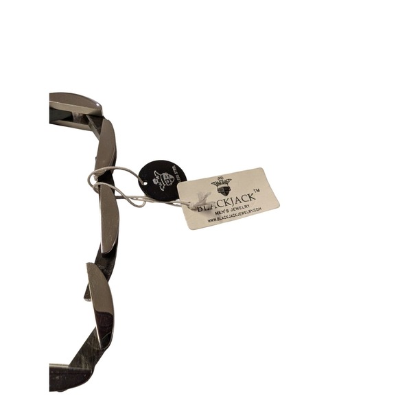 Blackjack Jewelry Polished Stainless Steel Silver Black Link Bracelet NWT - Picture 3 of 3